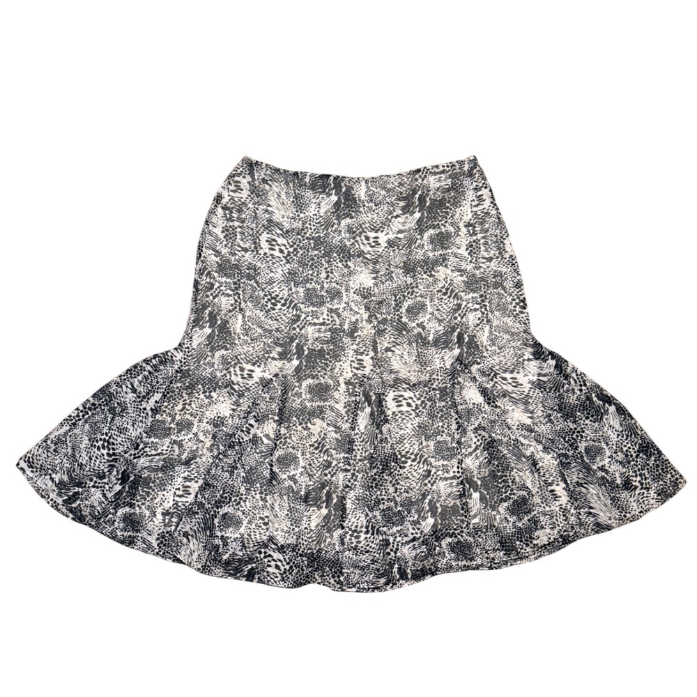 Animal Print Midi Skirt Flowy Boho Leopard Neutral Chic Size 2